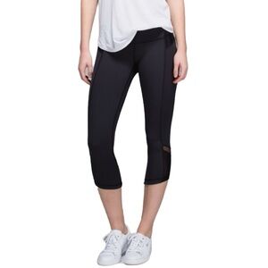 Lululemon‎ Just Breathe Crop Mesh Black Capri Leggings Sz 8 & 19” inseam